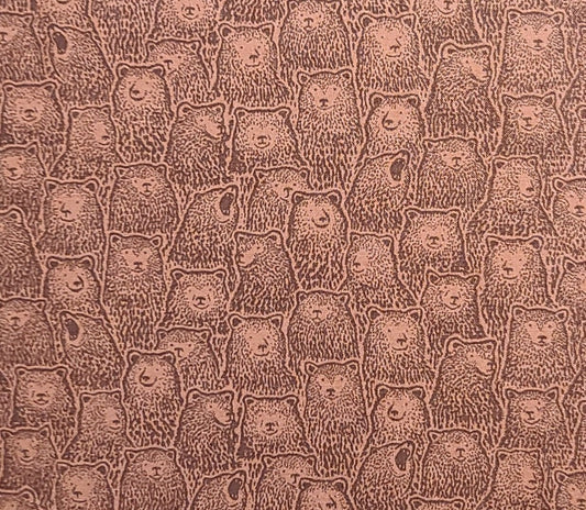 Dear Stella Patt#STELLA-1075 - Rust Tone-on-Tone Bear Head Print Fabric