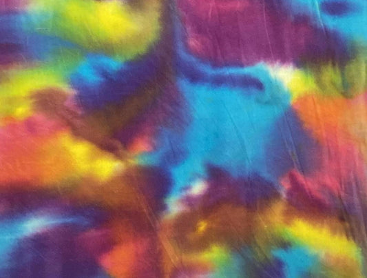 BATIK - Brightly Colored Wrinkled Tie-Dye Fabric / Teal, Orange, Pink, Green, Yellow, Purple / Flaw Near Selvage (See Picture) - 17" x 44"