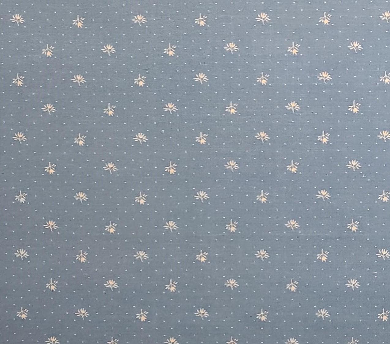 Designed by Virginia Robertson for Fabric-Quilt Inc - Country Blue Fabric / Reproduction Style White Flower and Micro Dot Print