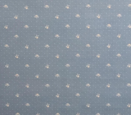 Designed by Virginia Robertson for Fabric-Quilt Inc - Country Blue Fabric / Reproduction Style White Flower and Micro Dot Print