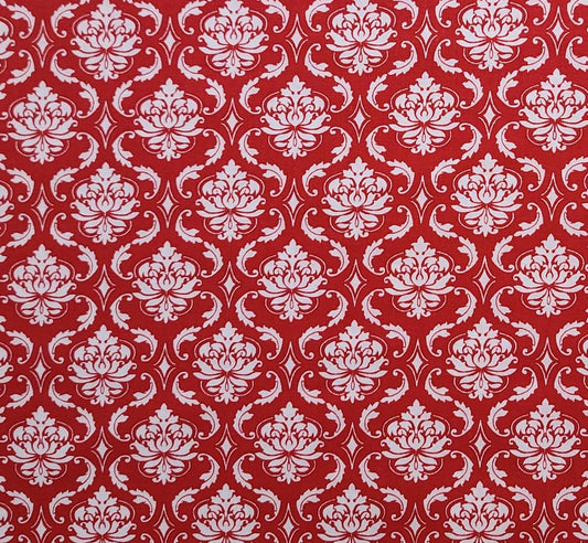 EOB - JoAnn Fabrics - Red Fabric / White Medallion Print