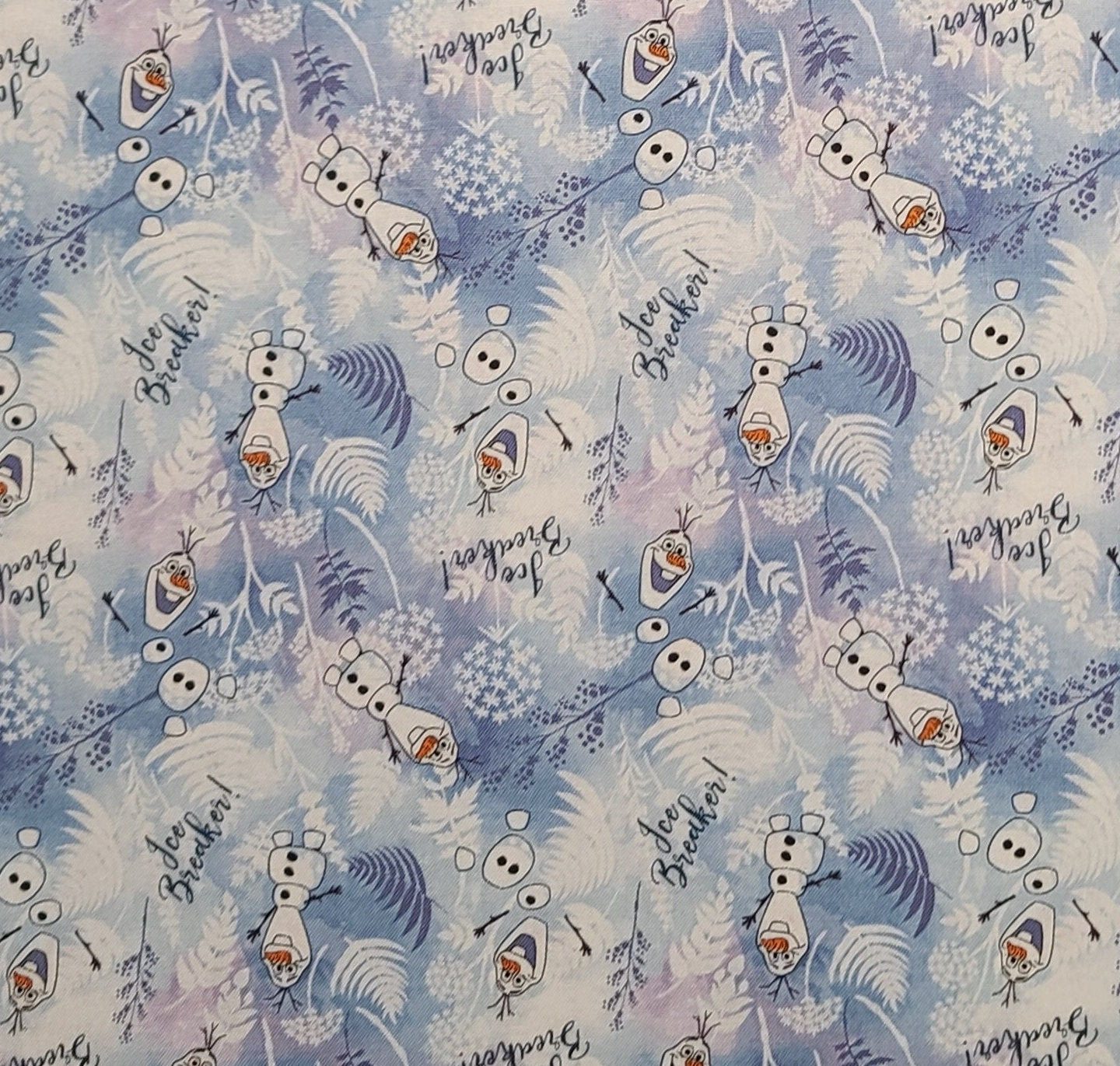 CP69292 Olaf Ice Breaker Disney for Springs Creative Products Group 2019 - Blue, White, Lavender Tonal Fabric