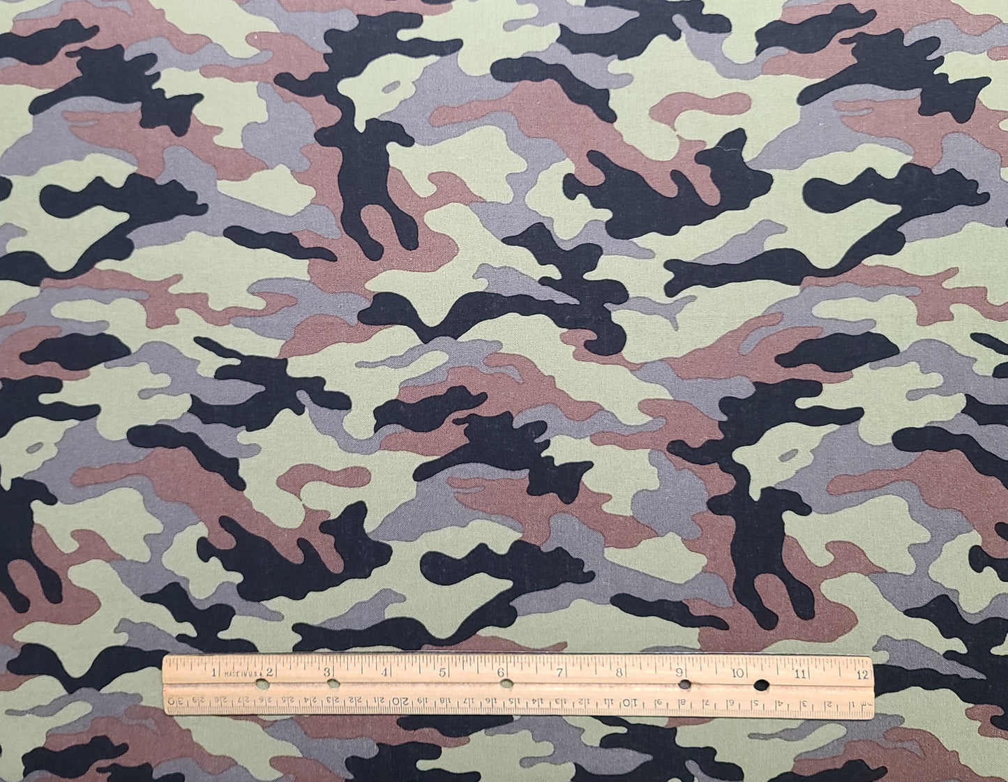 David Textiles Inc - Army Green, Brown, Black Camo Print Fabric