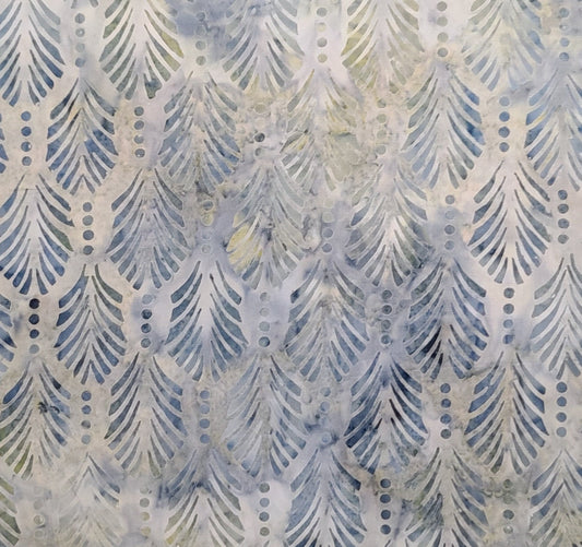 EOB - BATIK - Pale Gray, Green, Dark Blue Patterned Fabric / Fan Tjap