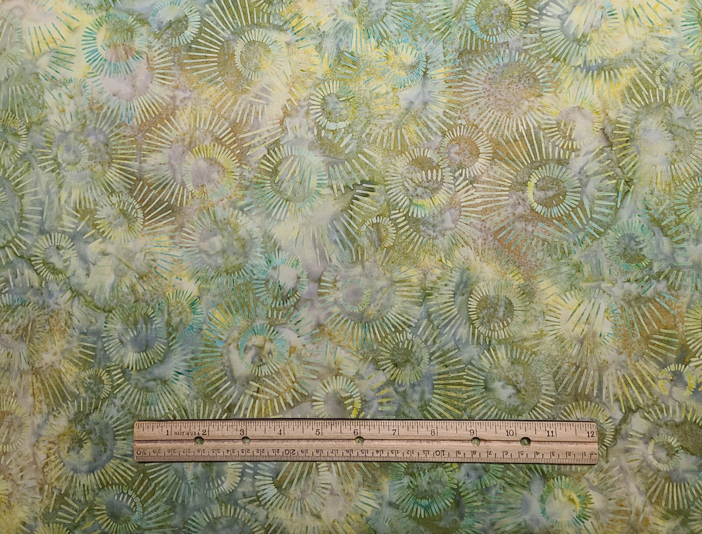 EOB - BATIK - Green, Yellow, Tan Print Fabric