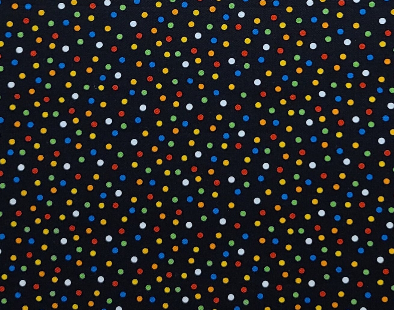 EOB - Black Fabric / Red, Bright Green, Yellow, Blue, White Polka Dot Print