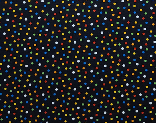 EOB - Black Fabric / Red, Bright Green, Yellow, Blue, White Polka Dot Print