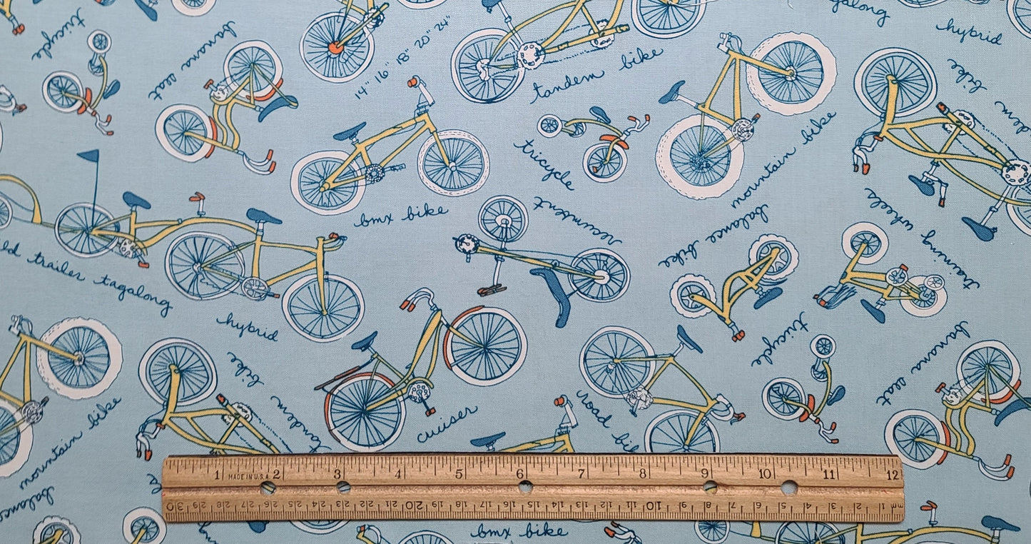 EOB - Light Blue Fabric / Cartoon-Style Bicycle Print / Cruiser, BMX