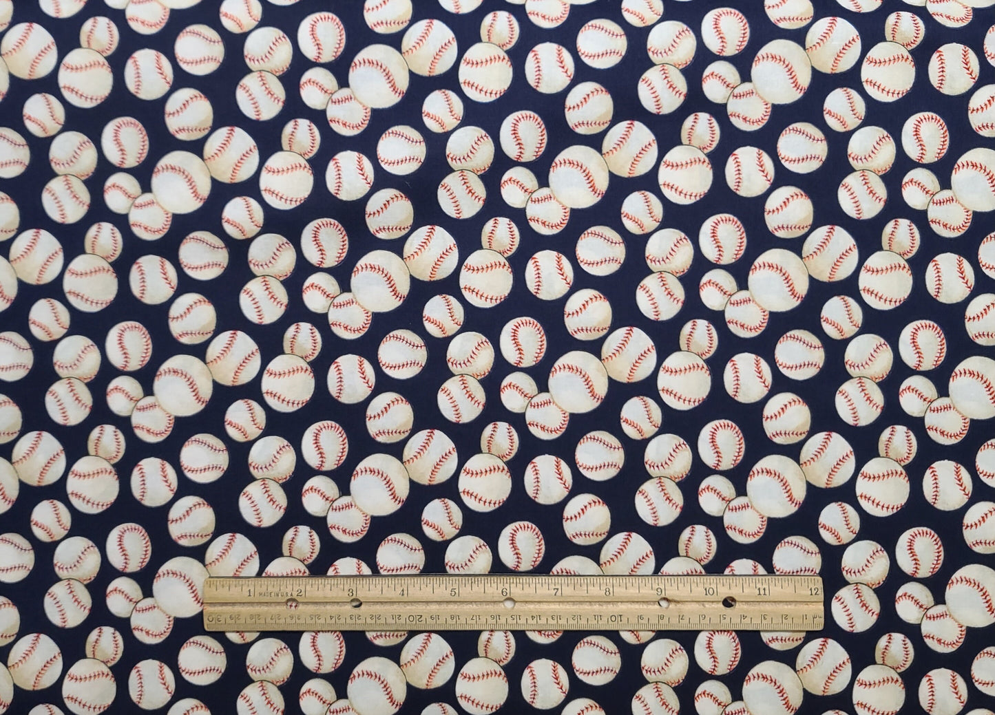 Baseball The Alexander Henry Fabric Collection 2002 - Dark Blue Fabric / Tossed Baseball Print