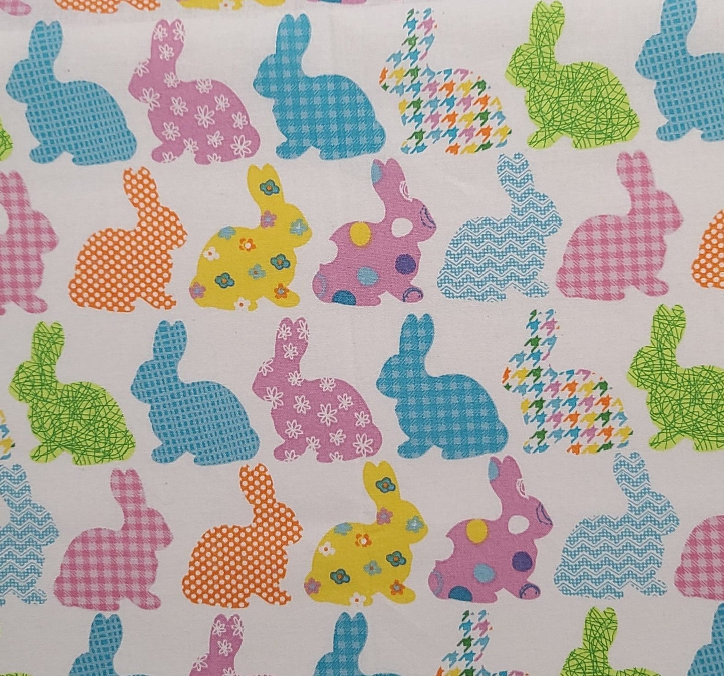 JoAnn Fabrics - White Fabric / Bright Pastel Horizontal (Selvage to Selvage) Bunny Print