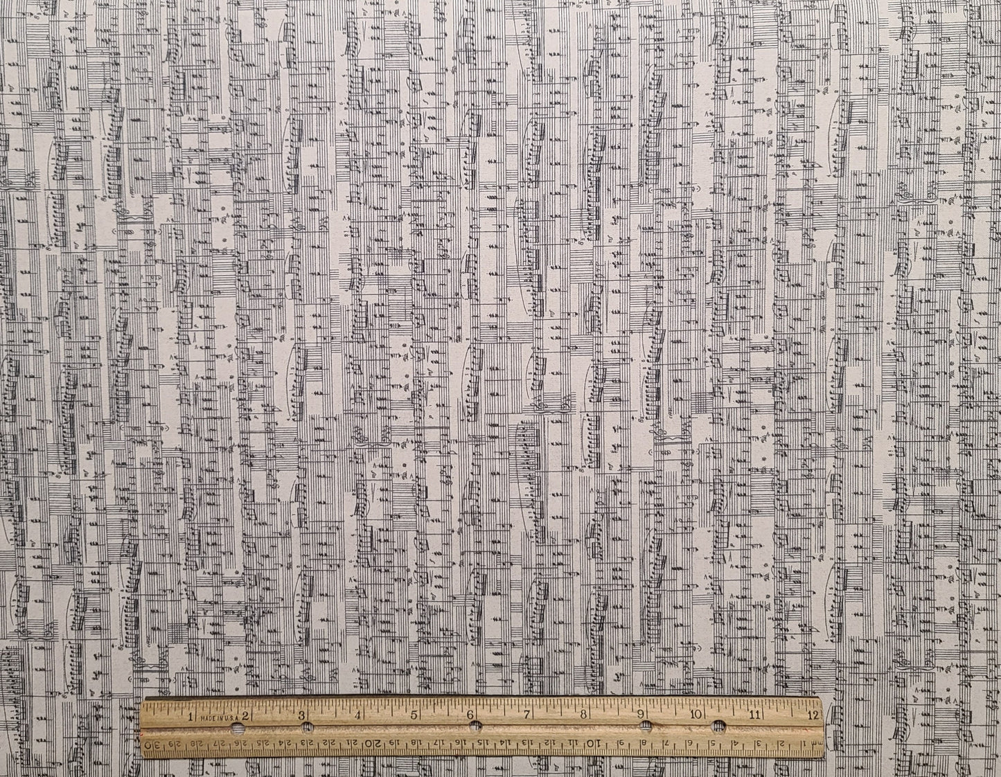 EOB - Basic Grey Compositions for Moda #30452 - Cream Fabric / Black Vertical (Parallel to Selvage) Sheet Music Print