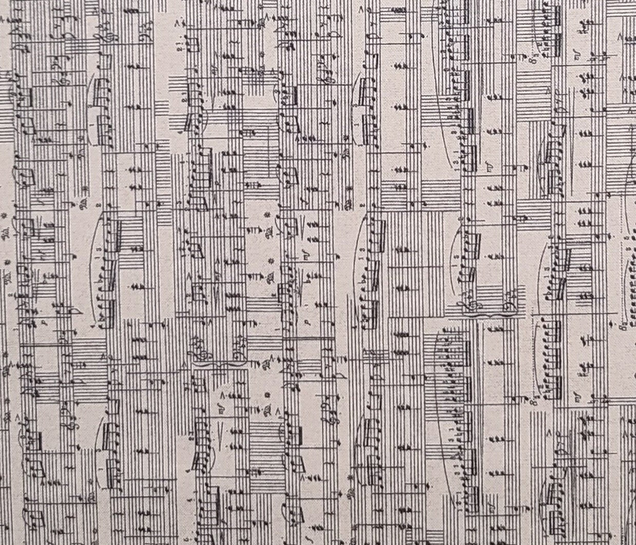 EOB - Basic Grey Compositions for Moda #30452 - Cream Fabric / Black Vertical (Parallel to Selvage) Sheet Music Print