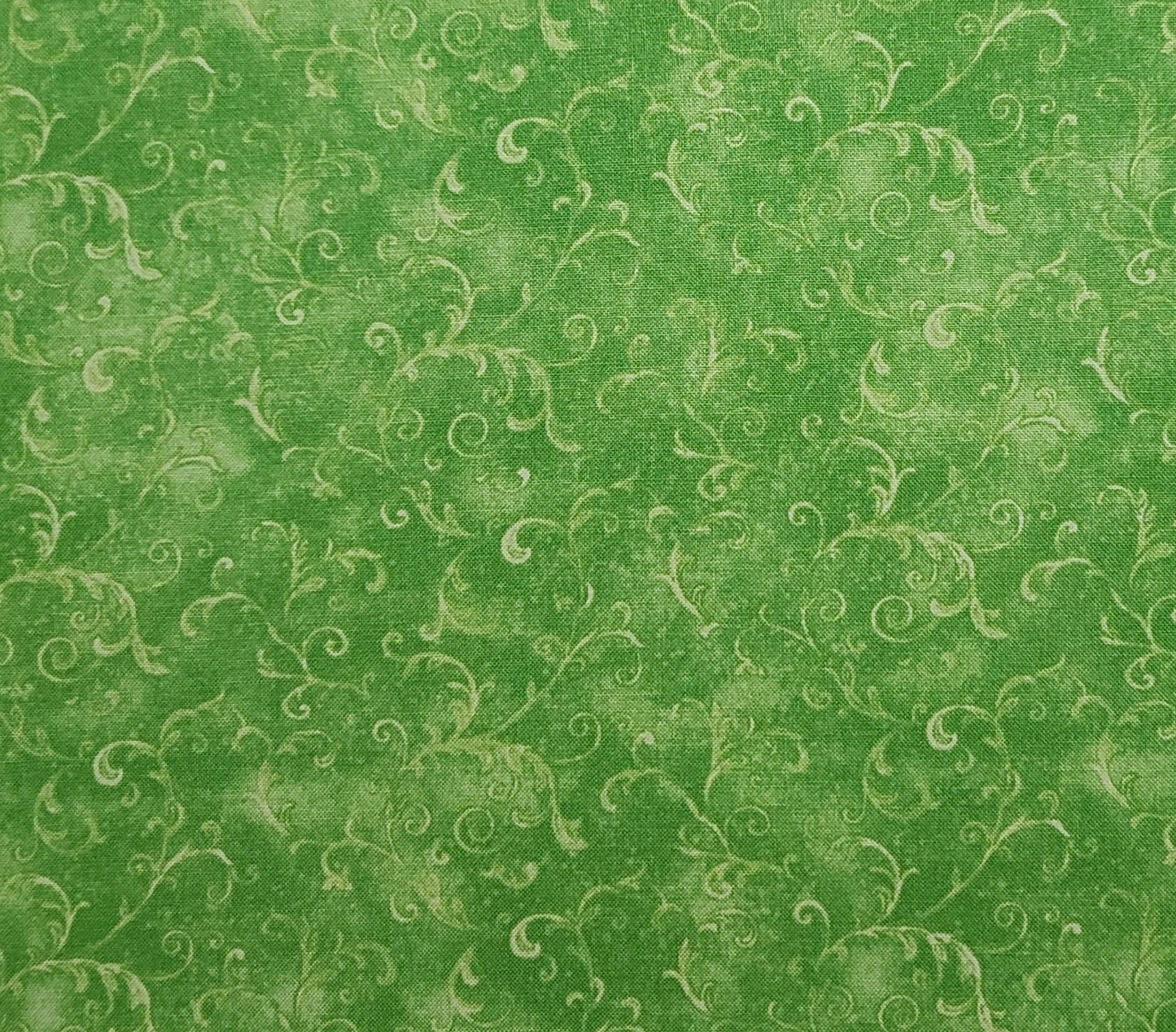 EOB - Essentials Cynthia Coulter Licensed to Wilmington Prints - Bright Green Tonal Blender Fabric / Tonal Scroll Print