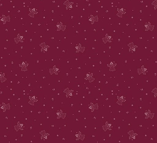 Riley Blake Designs Pattern C13573 Silent Night by Jennifer Long Bee Sew Inspired 2023 - Berry Colored Fabric / Angel and Snowflake Print