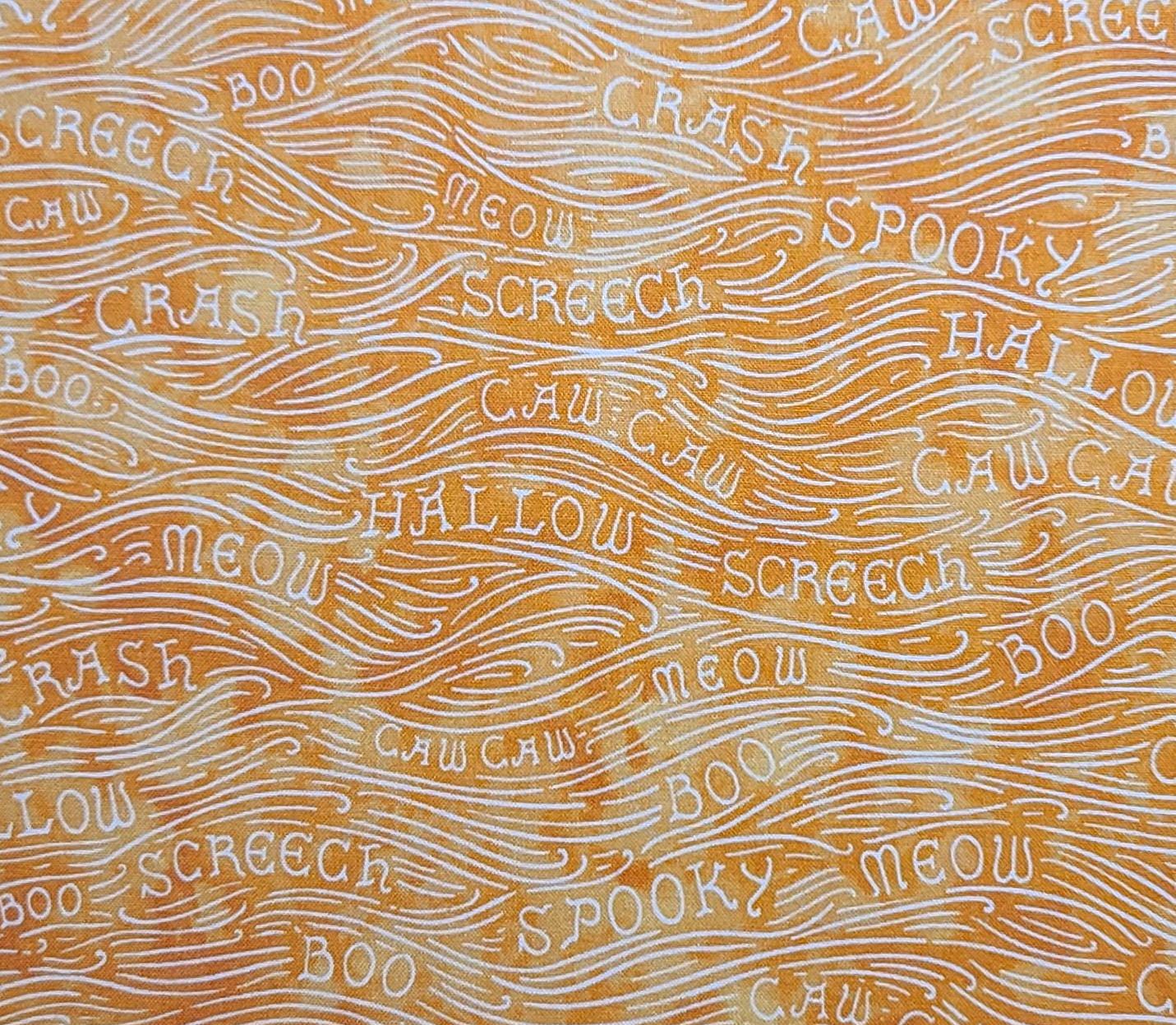 Spooky Hallow by Maywood Studio - Orange and Yellow Tonal Fabric / White "Wind" and Script Print