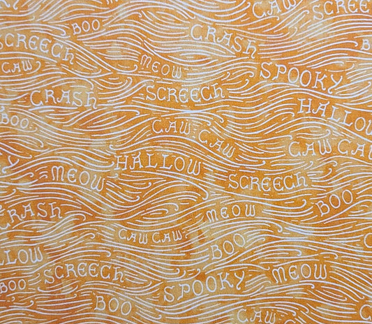 Spooky Hallow by Maywood Studio - Orange and Yellow Tonal Fabric / White "Wind" and Script Print