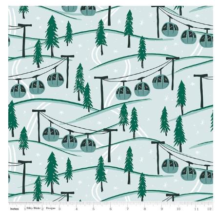 Riley Blake Designs Pattern C14772 Ski Hill by Corinne Wells 2023 - Mountainside - Powder Blue Fabric Teal Skilift Print