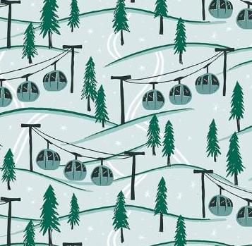 Riley Blake Designs Pattern C14772 Ski Hill by Corinne Wells 2023 - Mountainside - Powder Blue Fabric Teal Skilift Print