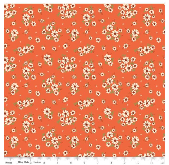 Riley Blake Designs Pattern C14872 Autumn Afternoon by Heather Peterson 2024 - Daisies Autumn - Burnt Orange Fabric White Daisy Print