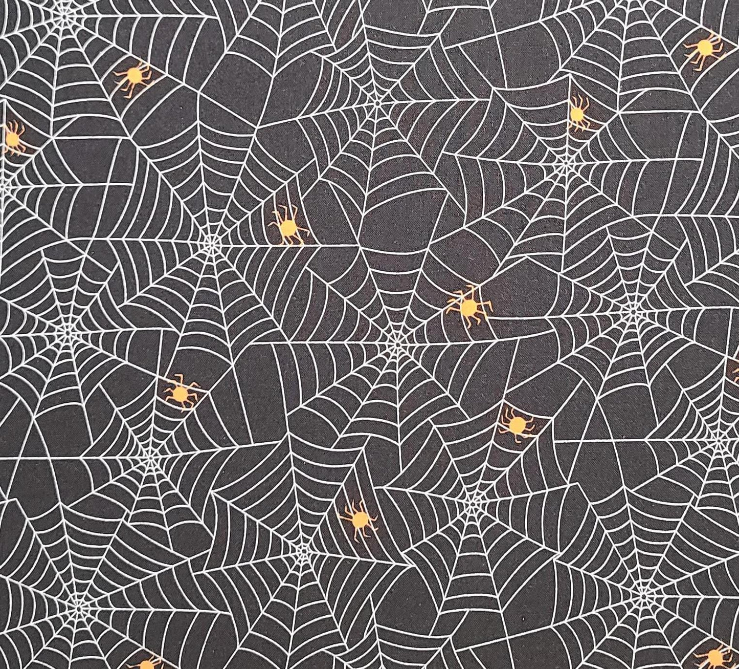 Dot Dot Boo! By Me & My Sister Designs Moda Stock #22331 - Black Fabric / White Spider Web and Orange Spider Print