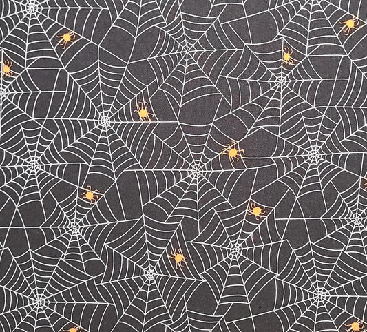 Dot Dot Boo! By Me & My Sister Designs Moda Stock #22331 - Black Fabric / White Spider Web and Orange Spider Print