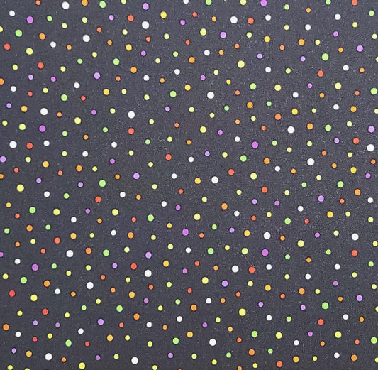 Frightful and Delightful by First Blush Studio for Henry Glass & Co Inc Pattern #9903G - Black Fabric / Bright Pastel Dot Print