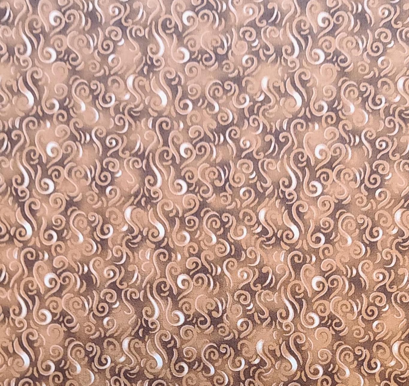 Timeless Treasures Fabrics Inc Patt #BASIX-C5716 - Tan and Brown Tonal Fabric / Tonal Scroll Print