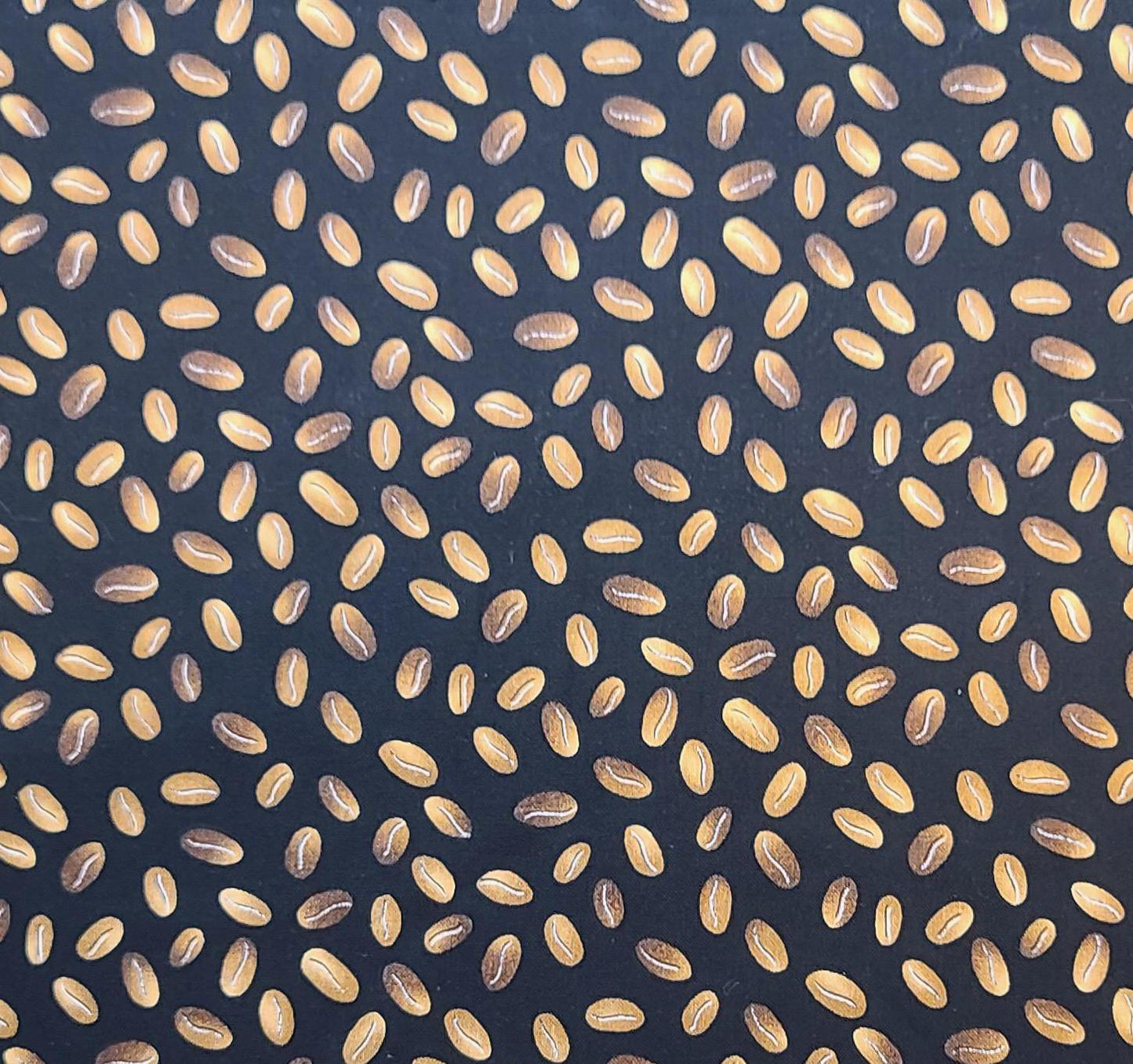 Timeless Treasures Fabrics Inc Patt #COFFEE-C5718 - Black Fabric / Tossed Coffee Bean Print