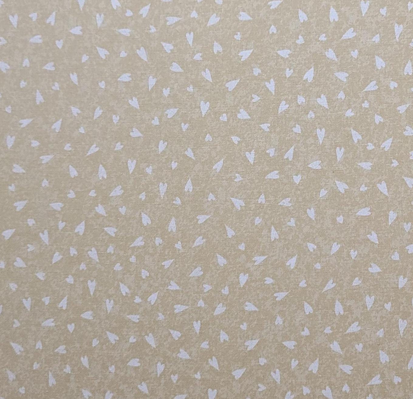 Heartstrings by Farmyard Creations for Clothworks - Gold Tonal Fabric / White Tossed Heart Print