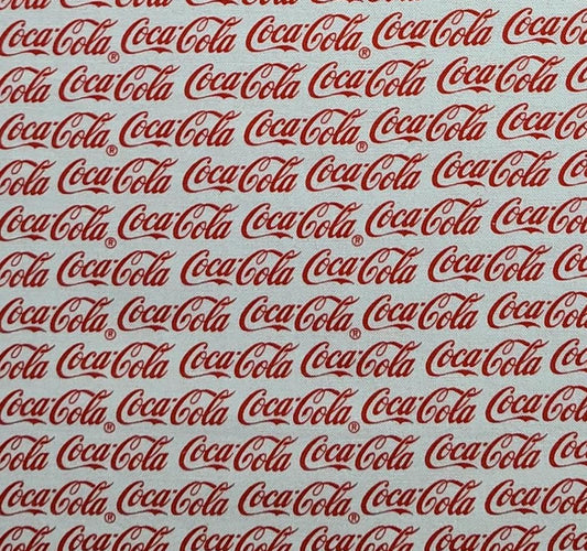 EOB - Patt 10051 Coca-Cola Graphics Sykel Enterprises Fabrique Innovations-Vintage White Fabric / Red Coca-Cola Horizontal (Selv-Selv) Print