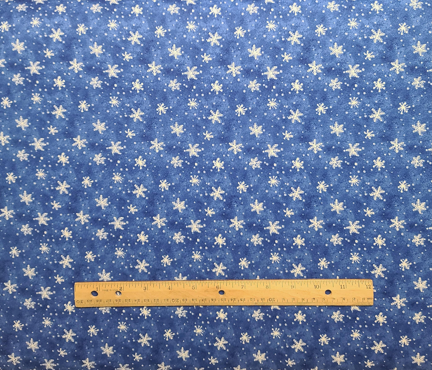 Snow What Fun Makiko WP - Medium Blue Tonal Fabric / White Snowflake and Dot Print