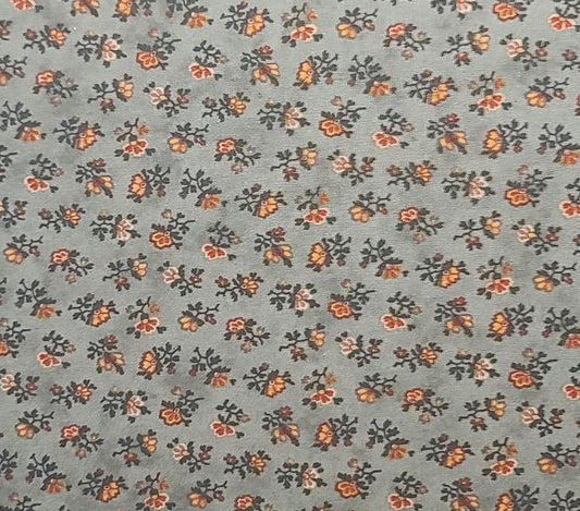 Harvest Home by Brannock & Patek for Moda - Olive Tonal Fabric / Red, Rust, Dark Brown Flower Print