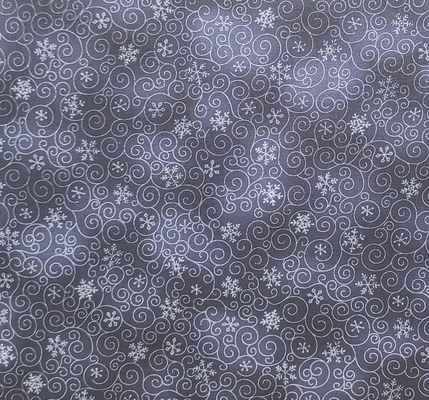 Merry! Merry! Style #B874 by Hoffman International Fabrics - Navy Tonal Fabric / White Scroll and Snowflake Print