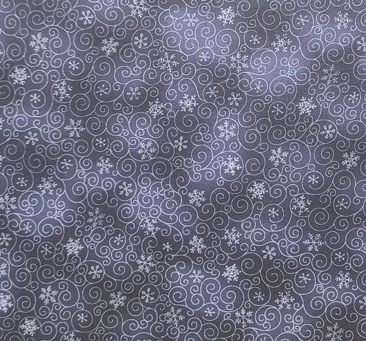 Merry! Merry! Style #B874 by Hoffman International Fabrics - Navy Tonal Fabric / White Scroll and Snowflake Print