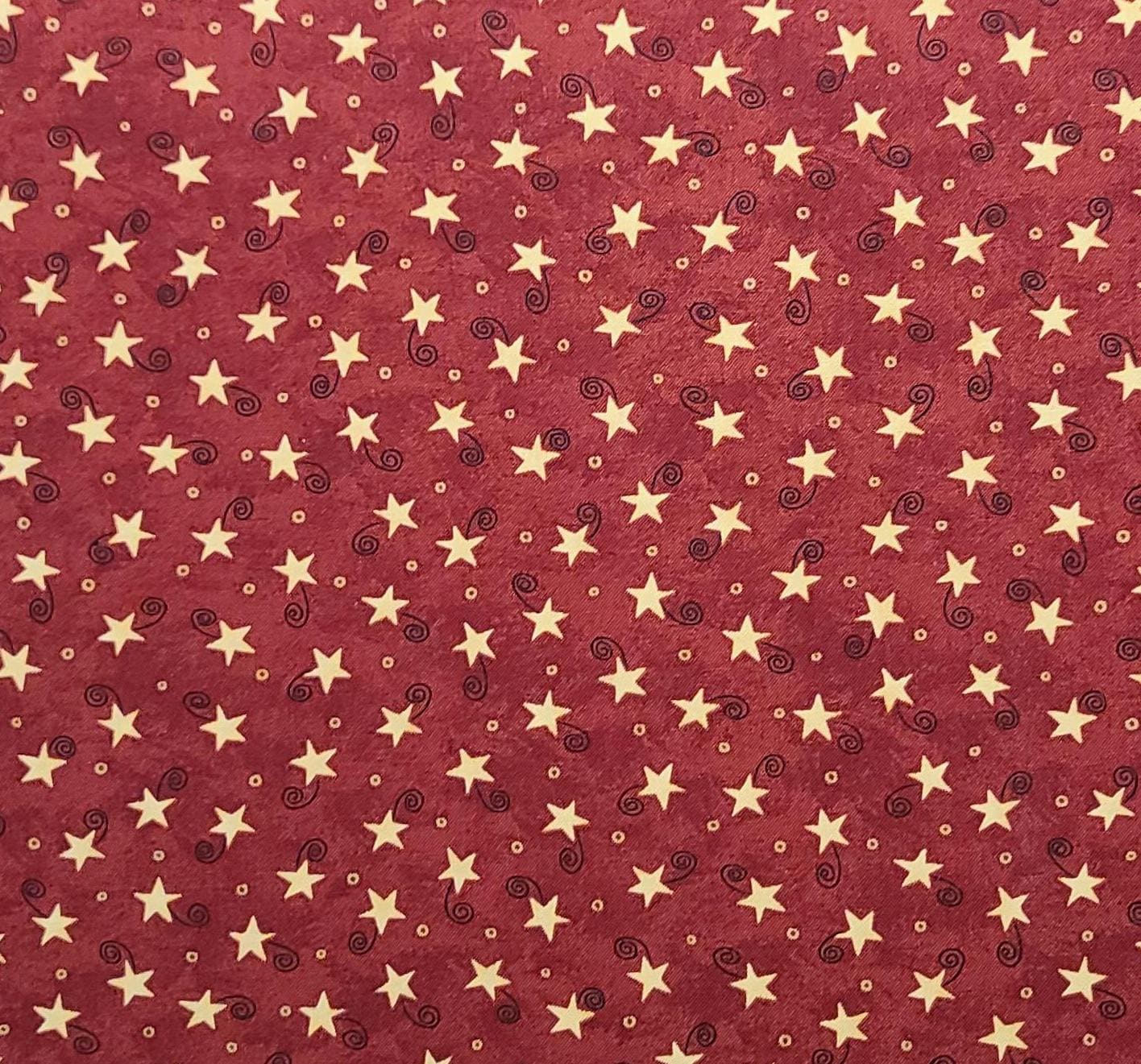 76 Trombones for Moda Pattern #17161 - Dark Red Fabric / Tan, Black Star, Circle, Swirl Print