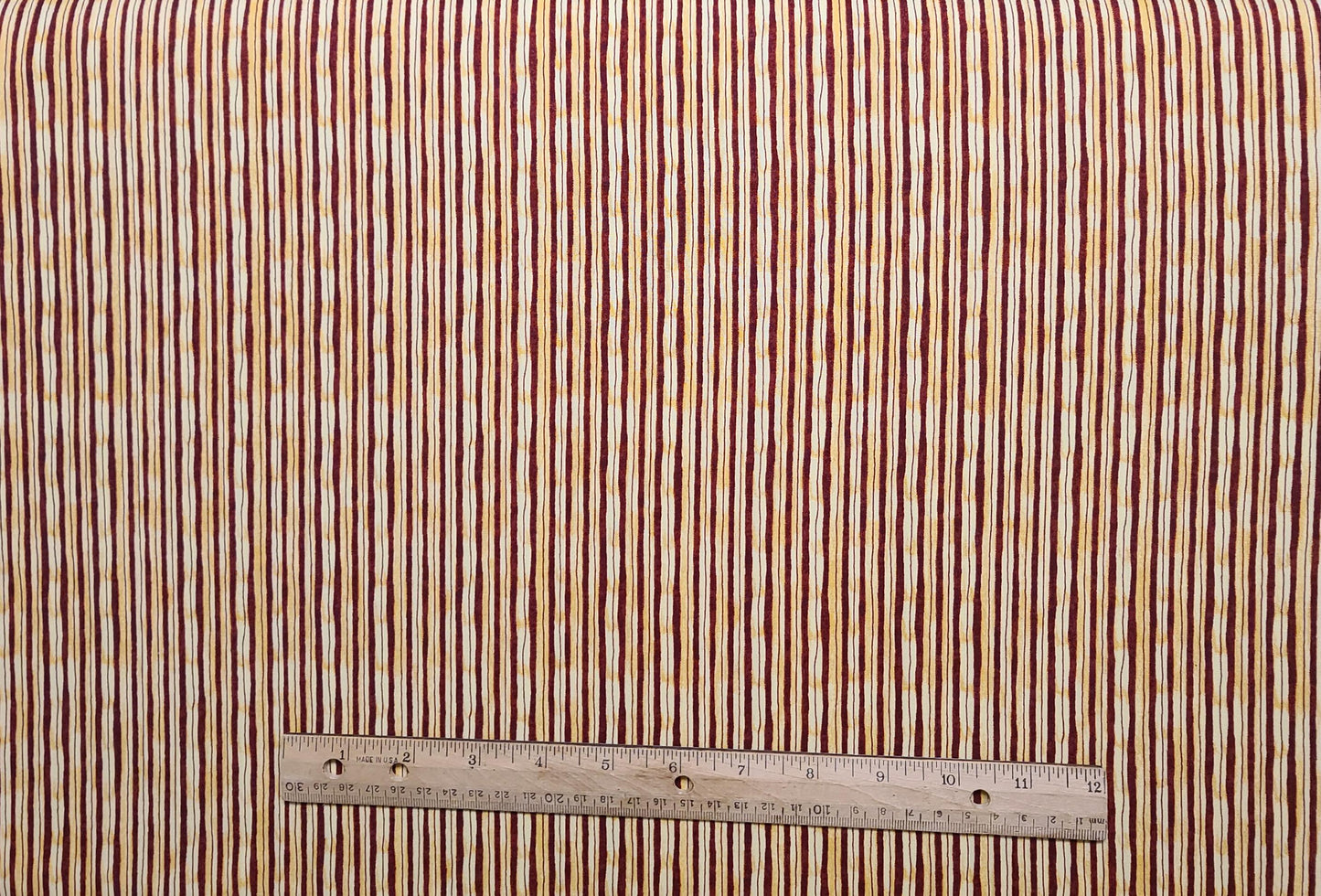 Debbie Mumm Inc for SSI - Gold Tonal, White, Red Vertical Stripe (Parallel to Selvage) Fabric