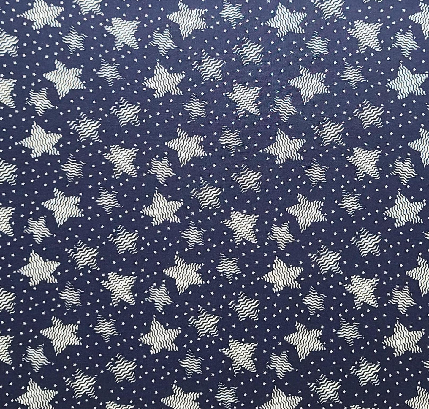 Navy Fabric / White Star Print - Selvage to Selvage Print