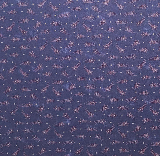 Sweet Land of Liberty by Sandi Gervais for Moda - Navy Fabric / Brown and Tan Shooting Star and Dot Print