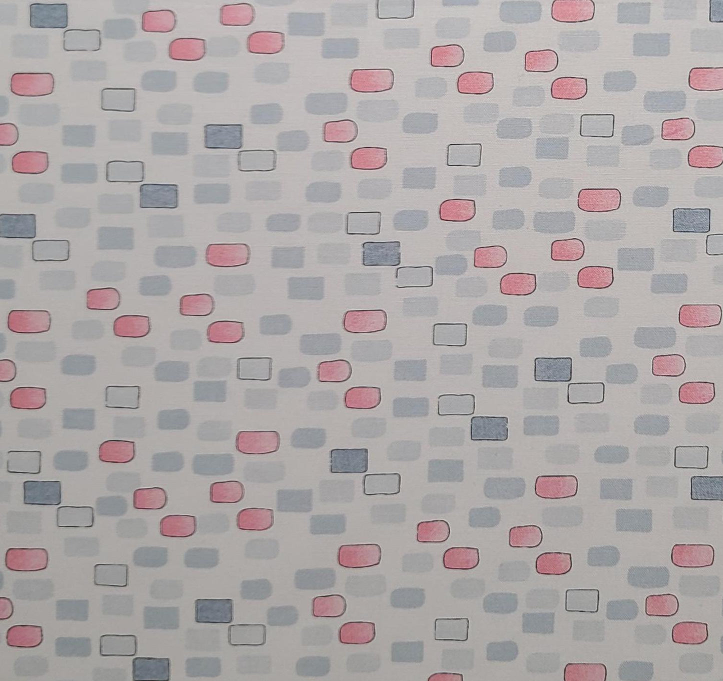 Believe in Magic by Eric Sturtevant for Studio E Fabrics Pattern #5474 - White Fabric / Pink, Blue/Gray "Brick Wall" Print