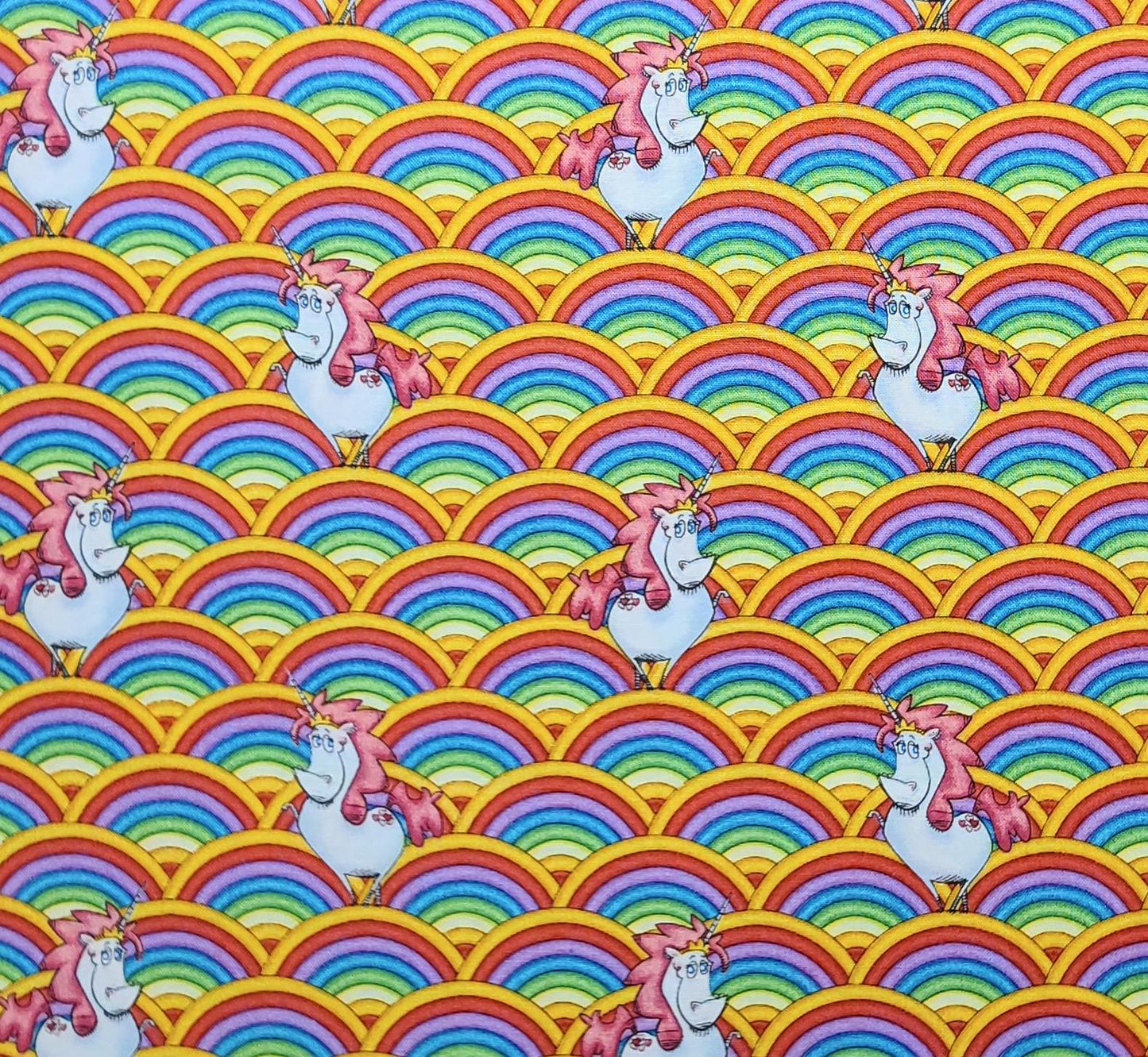 Believe in Magic by Eric Sturtevant for Studio E Fabrics Pattern #5473 - Bright Pastel Rainbow and Unicorn Print Fabric