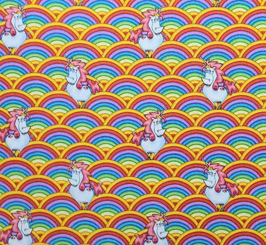 Believe in Magic by Eric Sturtevant for Studio E Fabrics Pattern #5473 - Bright Pastel Rainbow and Unicorn Print Fabric