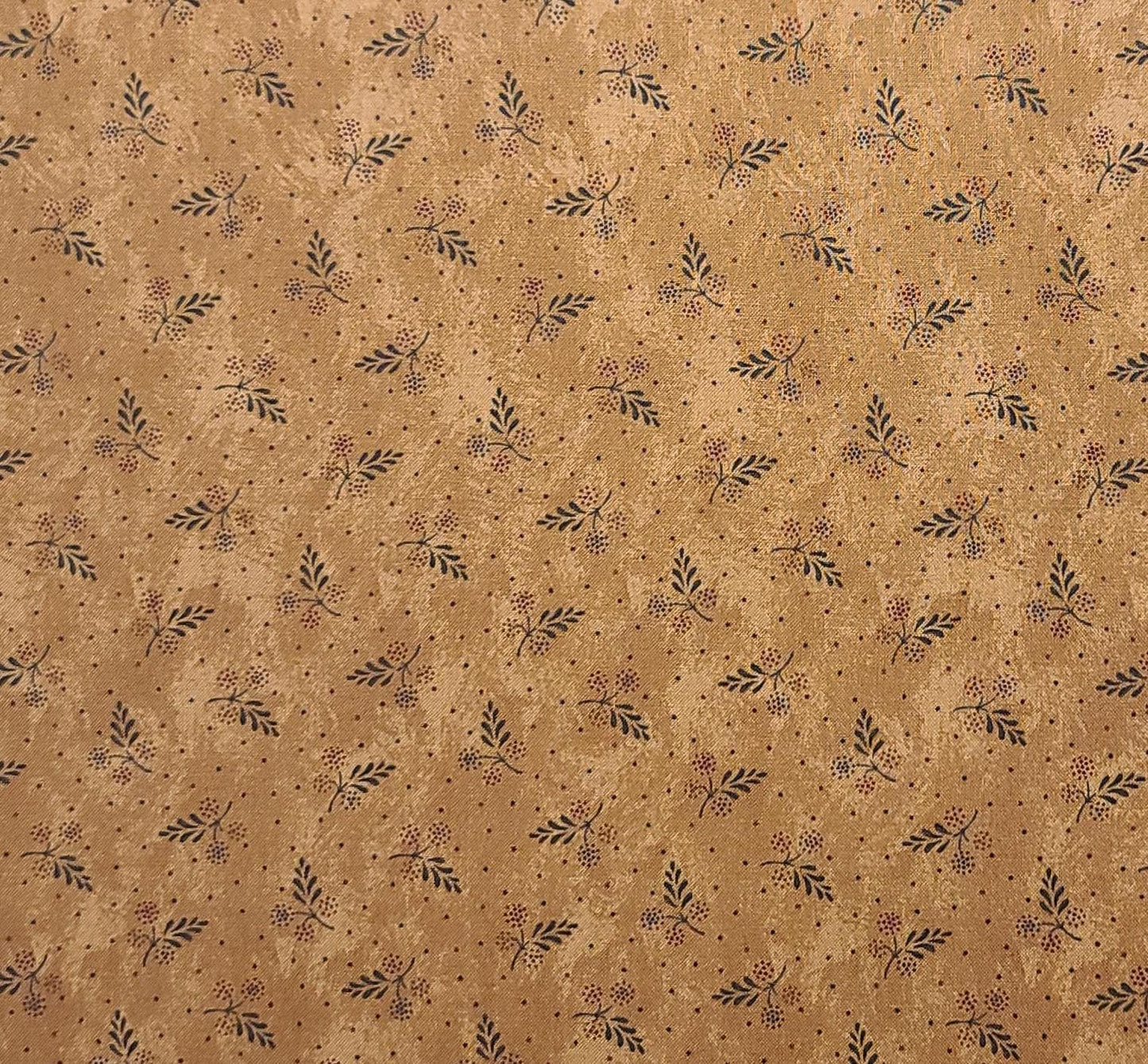 Bound to the Prairie II by Kansas Troubles Quilters for Moda-Caramel Tonal Fabric/Reproduction Style Tossed Black and Red Flower/Micro Dot