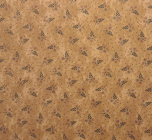 Bound to the Prairie II by Kansas Troubles Quilters for Moda-Caramel Tonal Fabric/Reproduction Style Tossed Black and Red Flower/Micro Dot