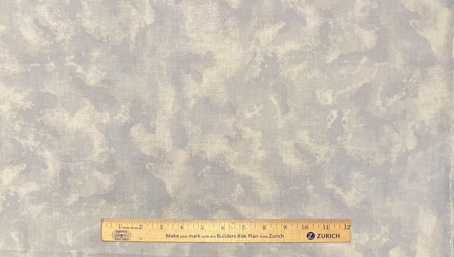 EOB - Light Gray, Soft White, Periwinkle, Pale Camo Style Fabric - Selvage to Selvage Print