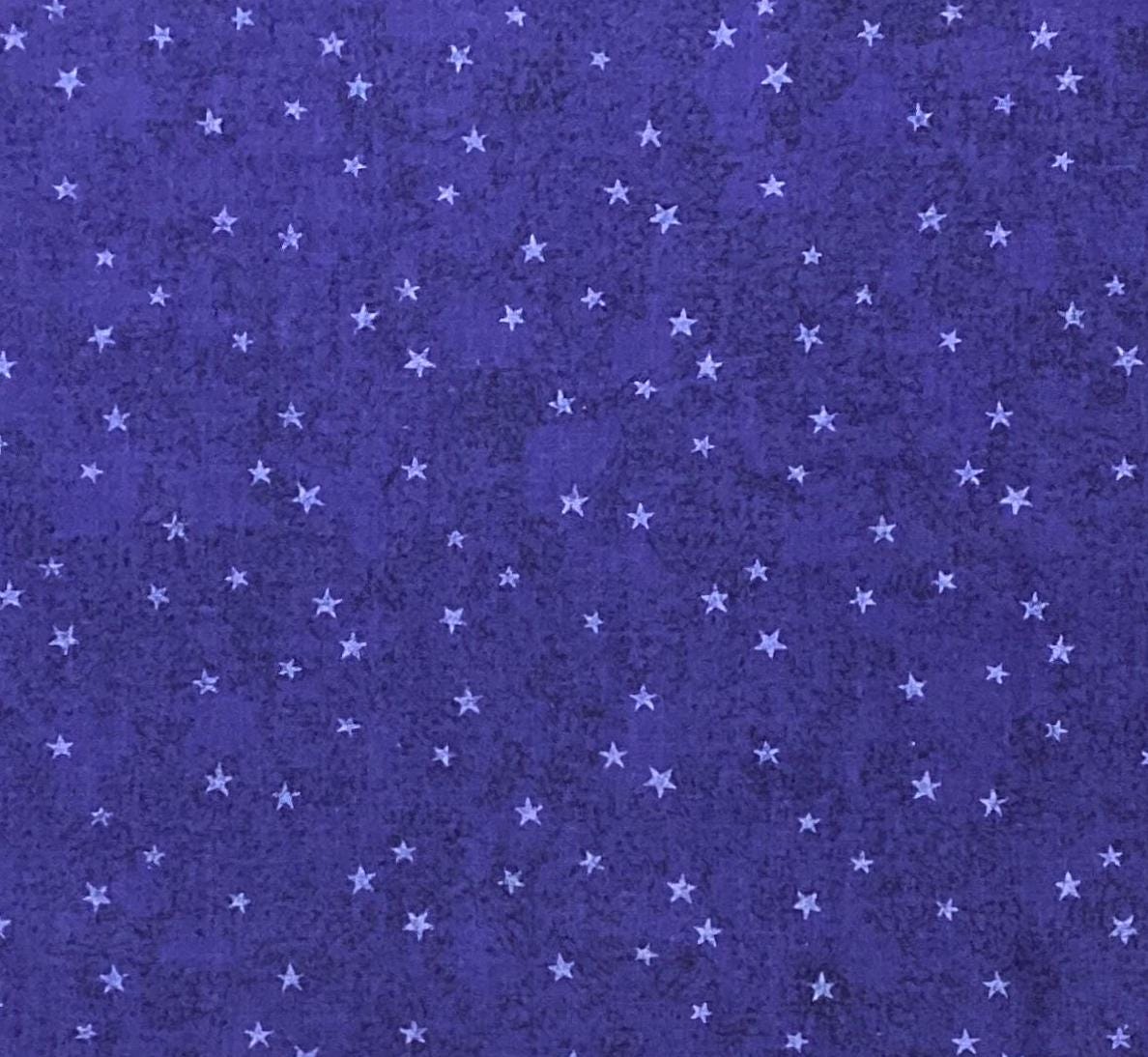 Fabric Traditions 1997 - Royal Blue and Dark Blue Tonal Fabric / White Washed White Stars