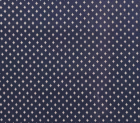 N.T.T. Inc Yuletide Berries and Bows - Midnight Blue Fabric / White Star / Red Micro Dot Print