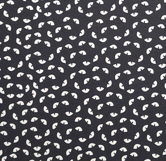 JoAnn Fabrics - Black Fabric / White Spooky Eyes Halloween Print