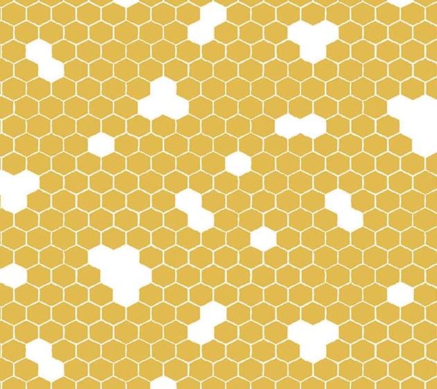 Honey Bees and Flowers Please by Tara Reed 2024 for Riley Blake Designs Pattern C15135 Honeycomb - Gold Fabric / White Honeycomb Print