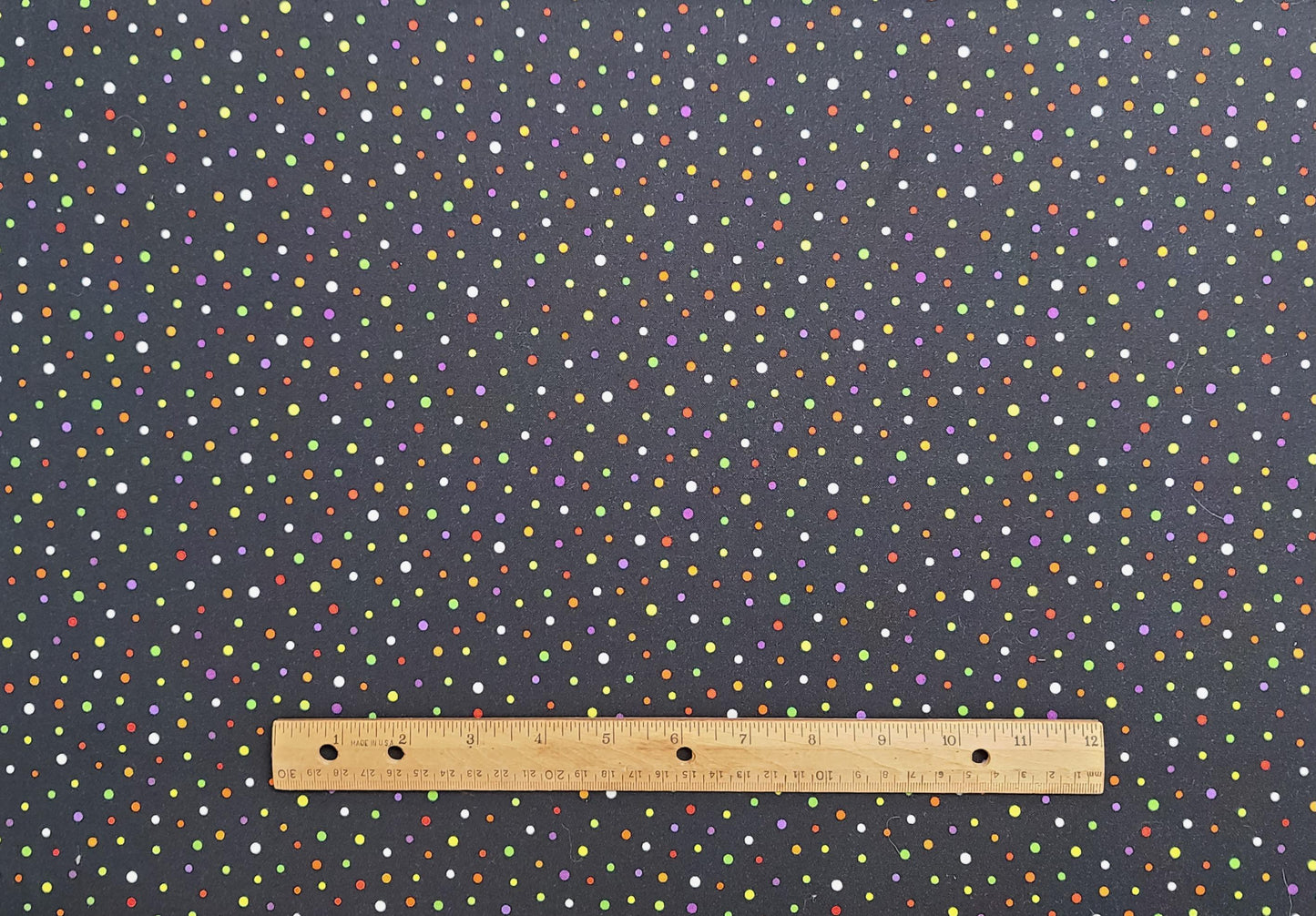 Frightful and Delightful by First Blush Studio for Henry Glass & Co Inc Pattern #9903G - Black Fabric / Bright Pastel Dot Print