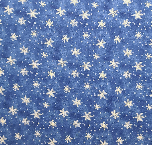 Snow What Fun Makiko WP - Medium Blue Tonal Fabric / White Snowflake and Dot Print